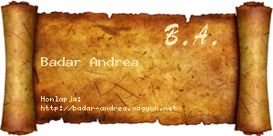 Badar Andrea névjegykártya